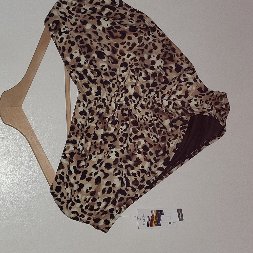 BIKINI BOTTOM CHEETAH LEOPARD PRINT 2X 20-22 W RUCHED BACK